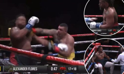 Greg Hardy knocked out in Team Combat League boxing match