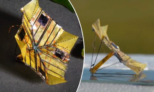 Battery-free flying robots use origami to change shape in midair